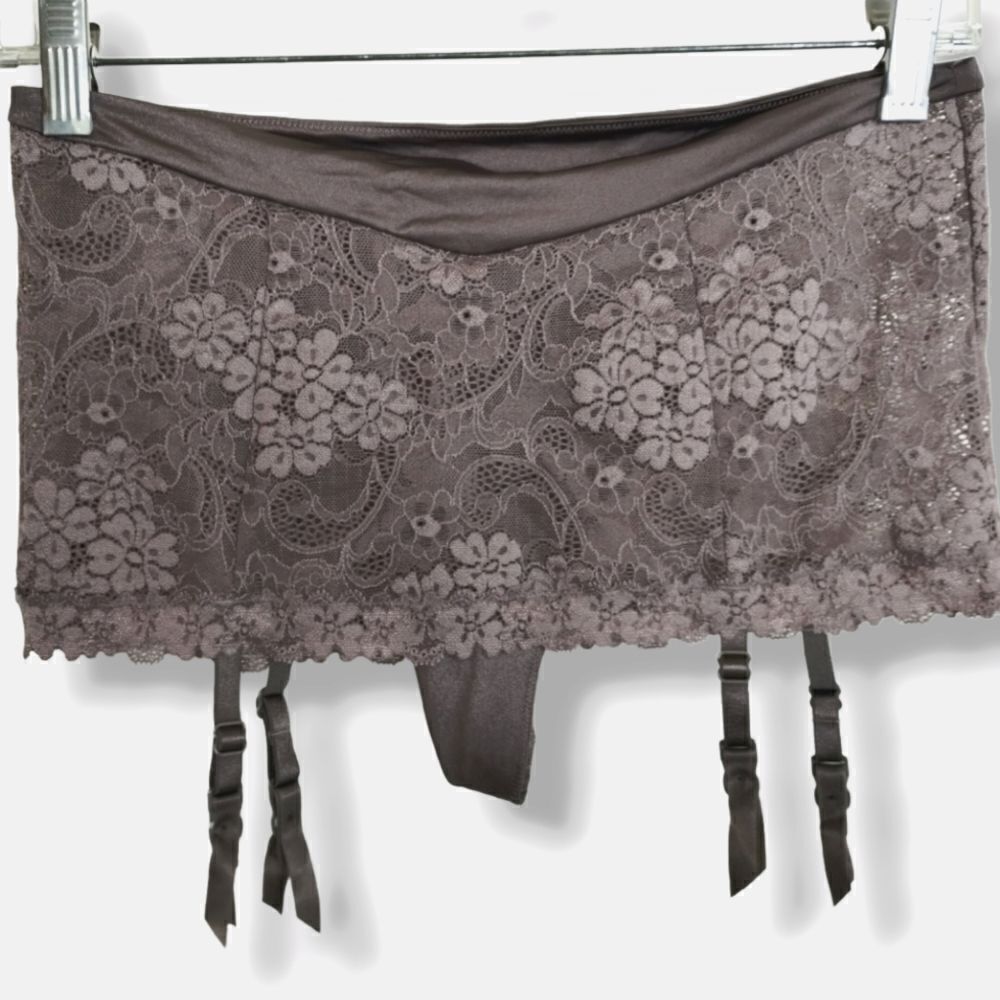 Victoria's Secret Lace Garter Panty in Taupe
